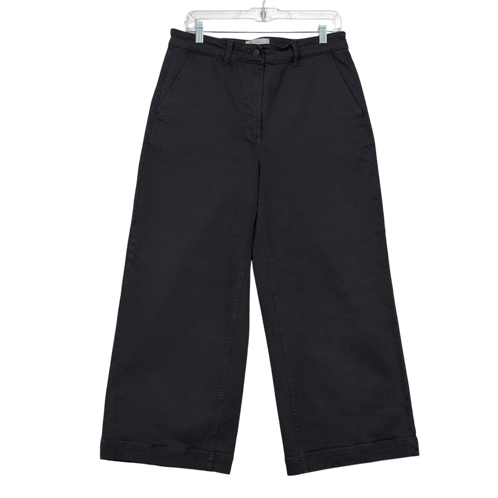 Everlane Cropped Wide Leg Pants Women 12 Black Sustainable High Rise Chino